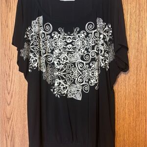 Maurices Black and White Patterned Blouse